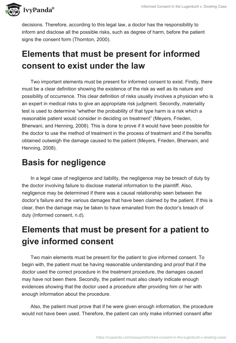 Informed Consent in the Lugenbuhl v. Dowling Case. Page 3