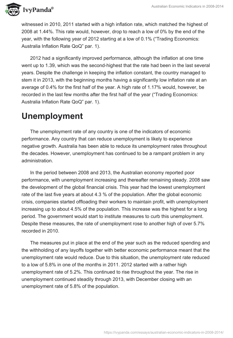 Australian Economic Indicators in 2008-2014. Page 3