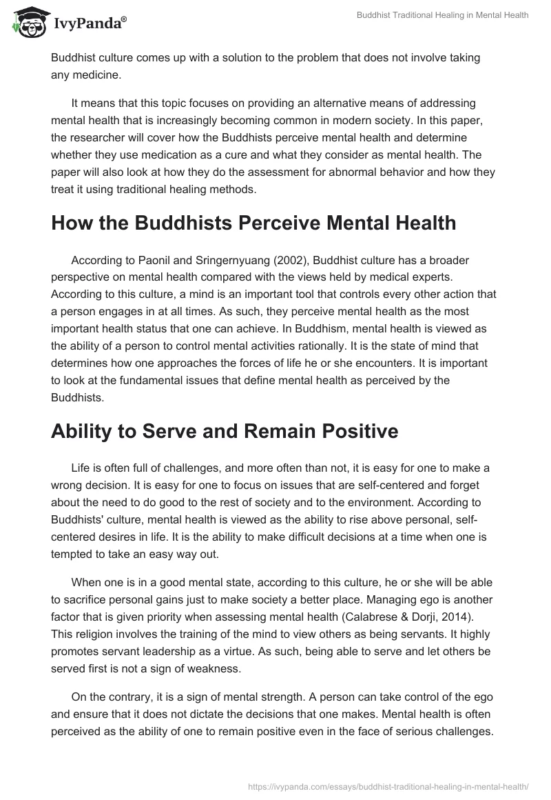 Buddhist Traditional Healing in Mental Health. Page 2