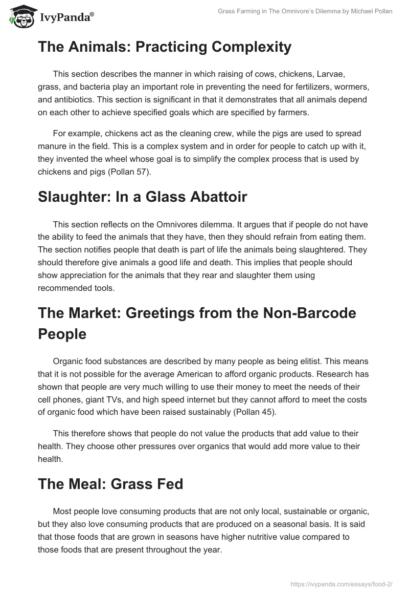 Grass Farming in "The Omnivore’s Dilemma" by Michael Pollan. Page 2