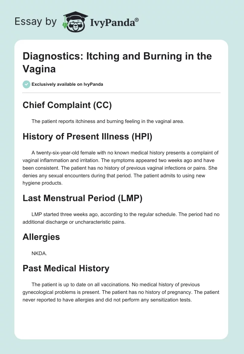 Diagnostics: Itching and Burning in the Vagina. Page 1