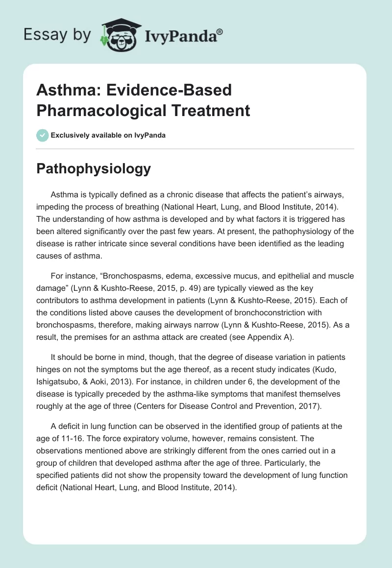 Asthma: Evidence-Based Pharmacological Treatment. Page 1