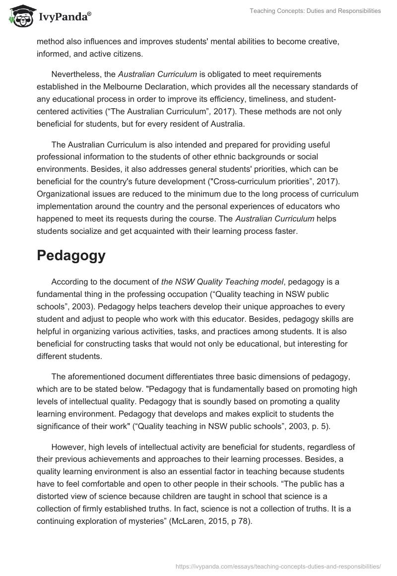 Teaching Concepts: Duties and Responsibilities. Page 3