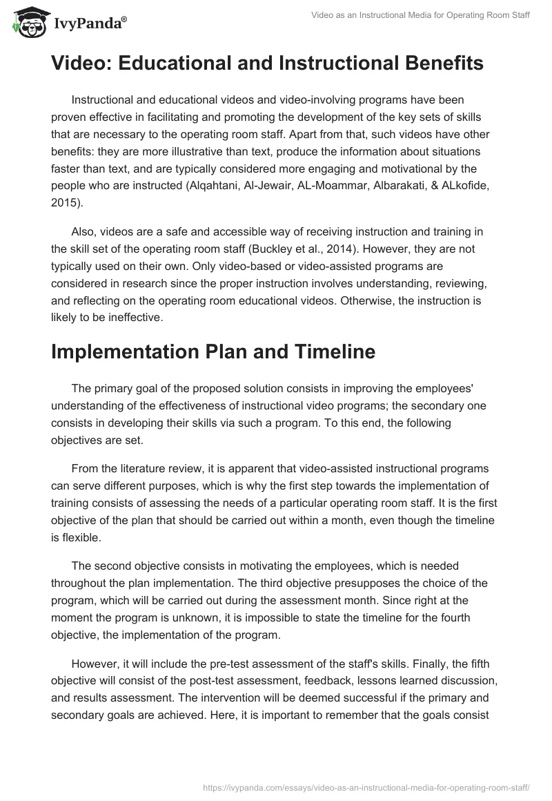 Video as an Instructional Media for Operating Room Staff. Page 4