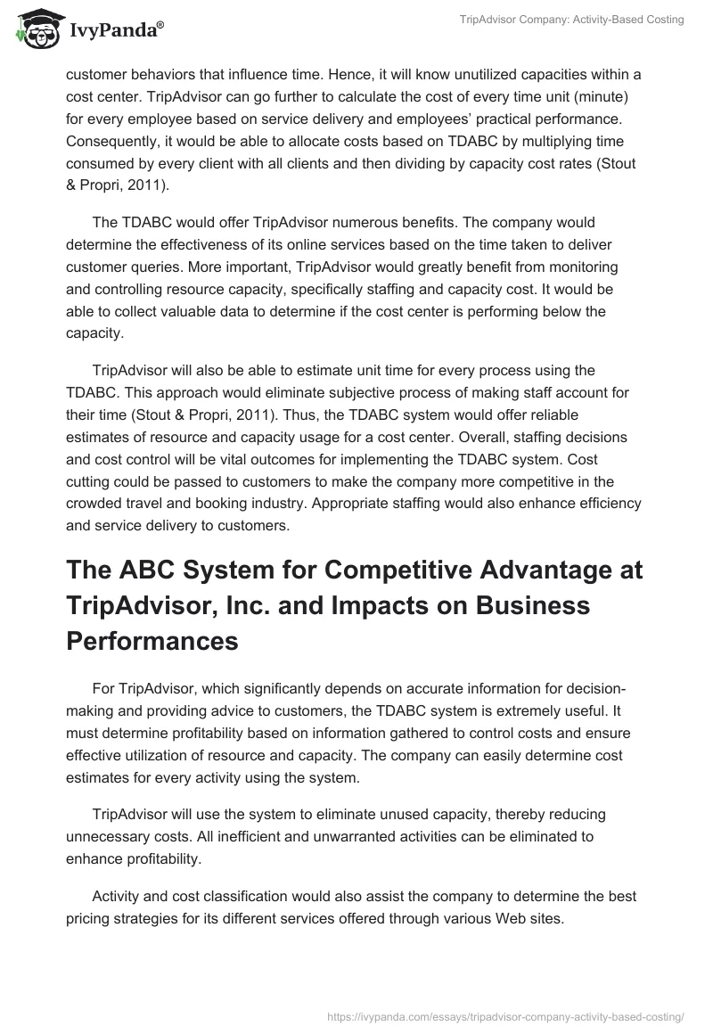 TripAdvisor Company: Activity-Based Costing. Page 3