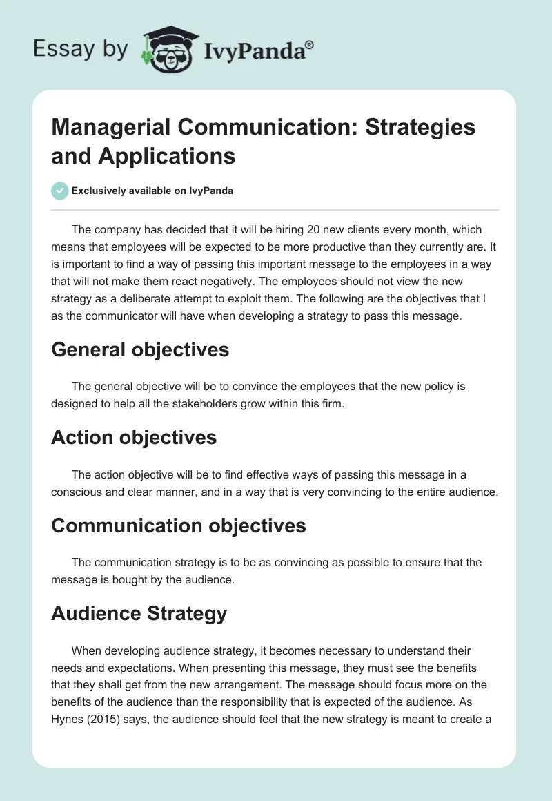 Managerial Communication: Strategies and Applications. Page 1