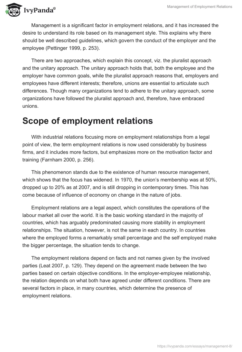 employment relations essay