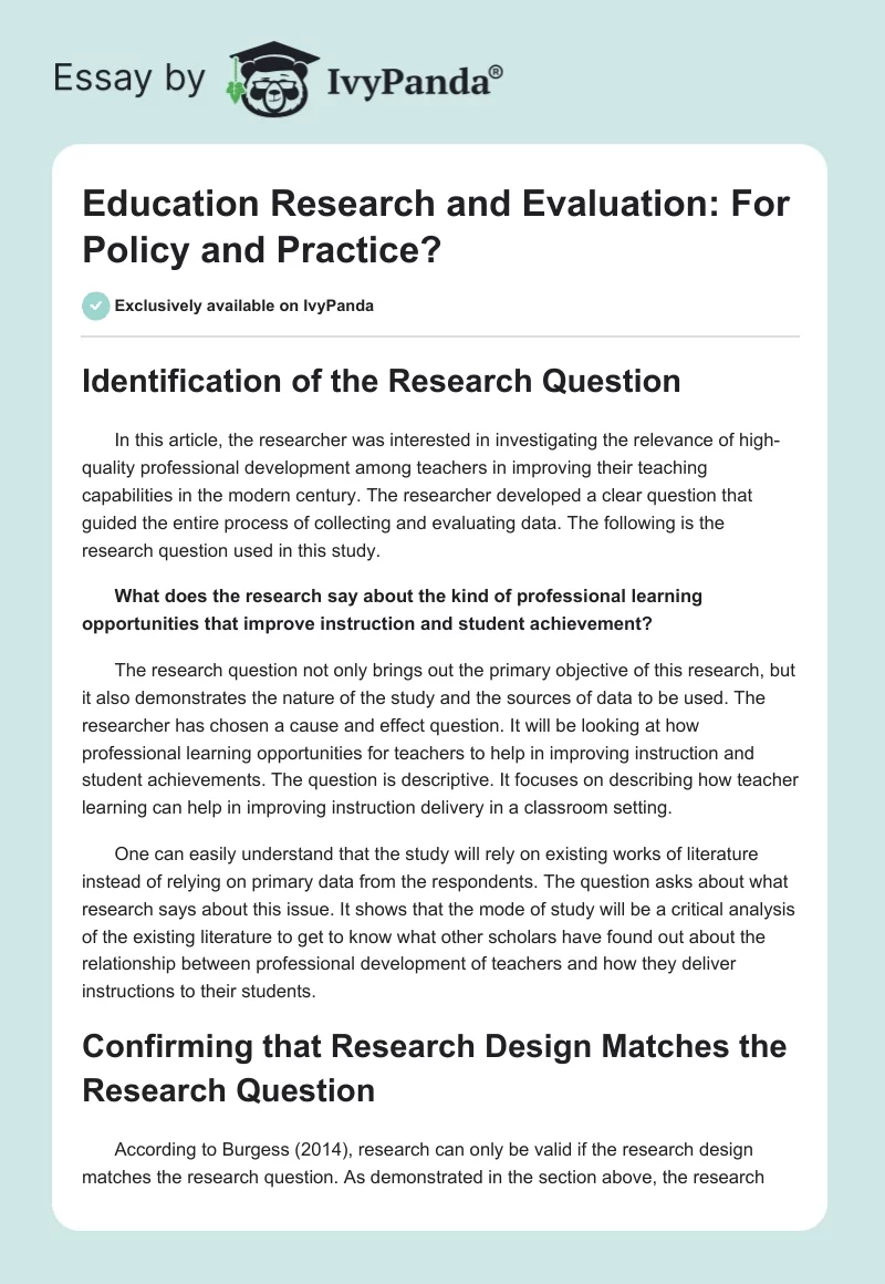 Education Research and Evaluation: For Policy and Practice?. Page 1