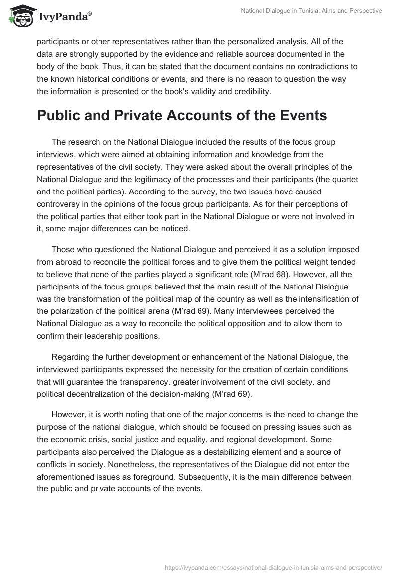 National Dialogue in Tunisia: Aims and Perspective. Page 4