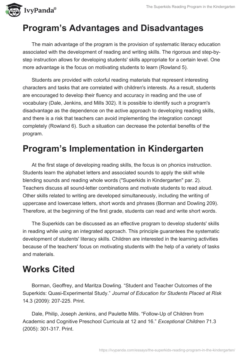 The Superkids Reading Program in the Kindergarten. Page 2