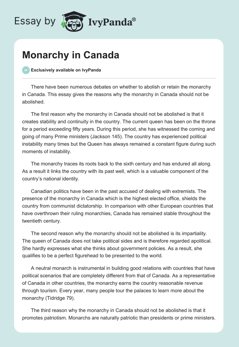 Monarchy in Canada. Page 1