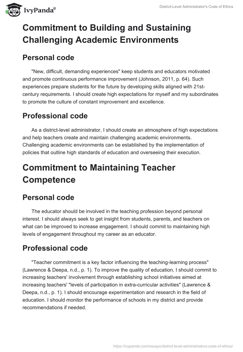 District-Level Administrator's Code of Ethics. Page 5