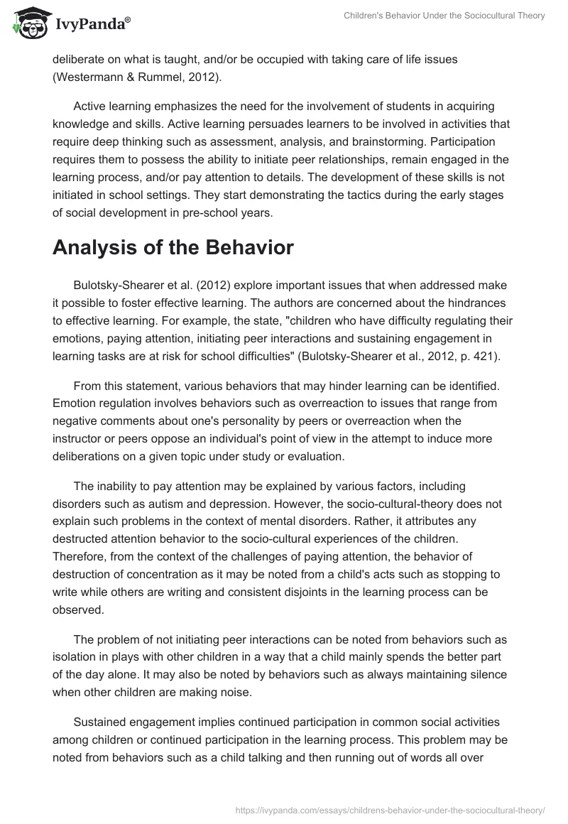 Children's Behavior Under the Sociocultural Theory. Page 3