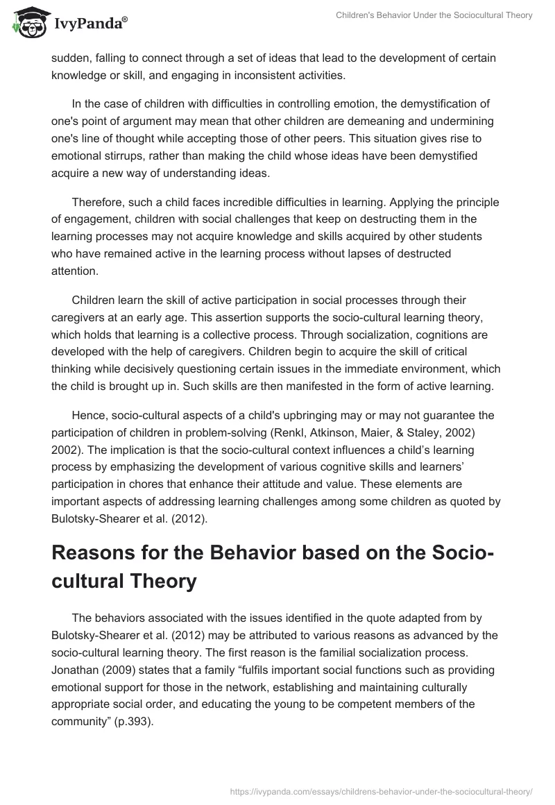 Children's Behavior Under the Sociocultural Theory. Page 4