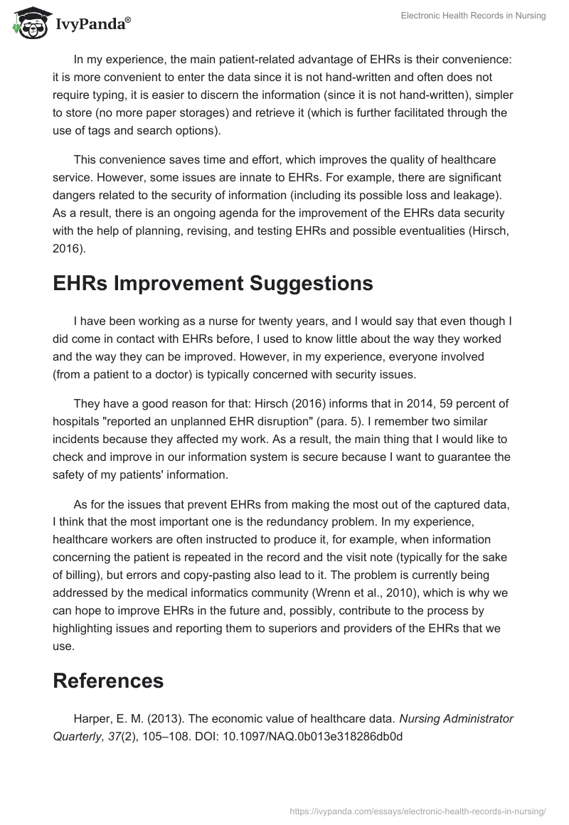 Electronic Health Records in Nursing. Page 2