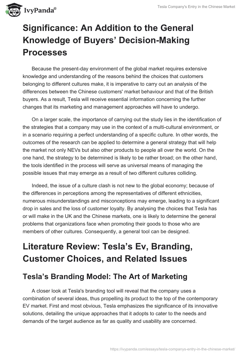 Tesla Company's Entry in the Chinese Market. Page 5