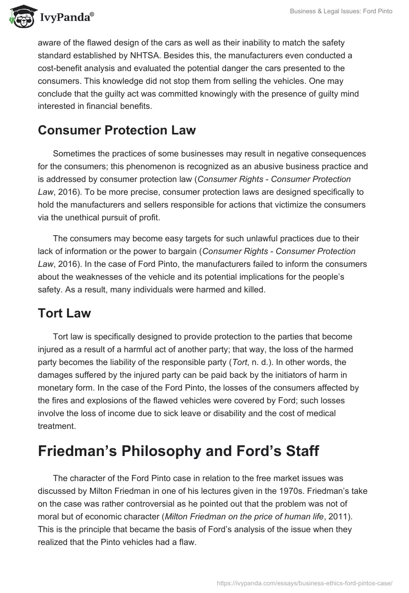 Business & Legal Issues: Ford Pinto. Page 3