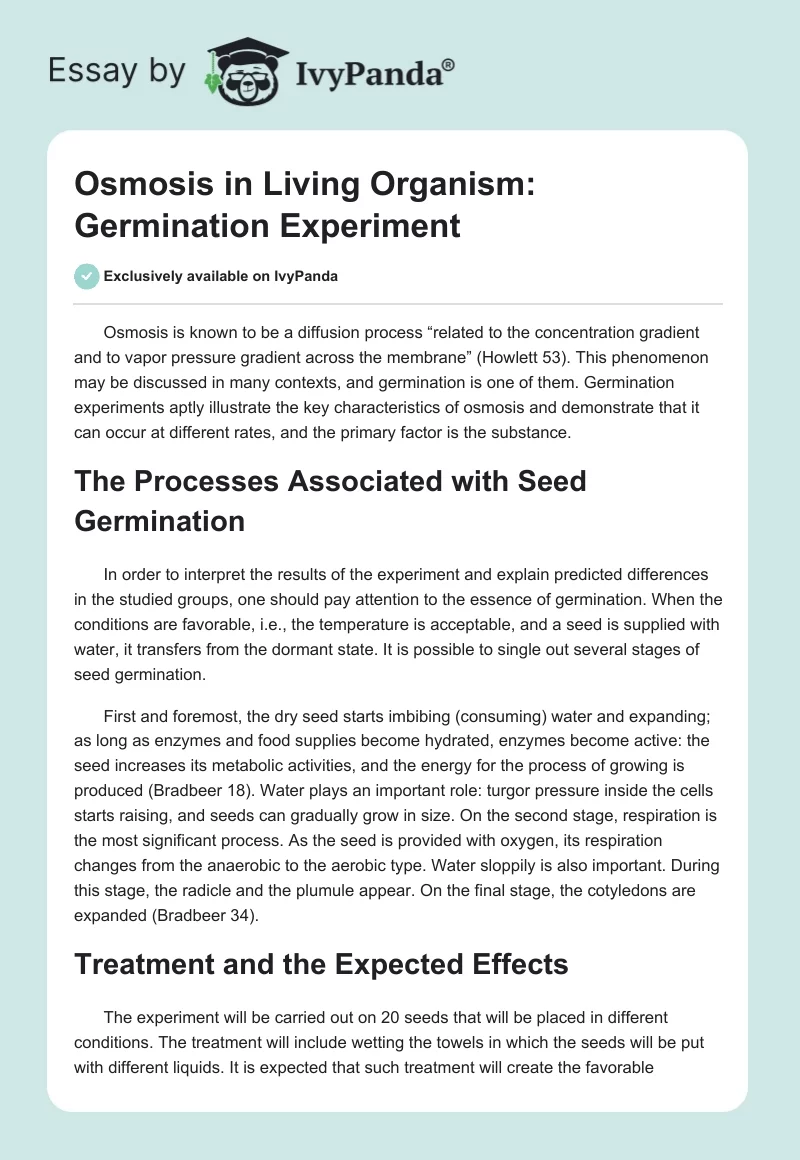 Osmosis in Living Organism: Germination Experiment. Page 1