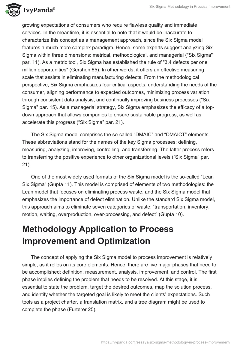 Six-Sigma Methodology in Process Improvement. Page 2