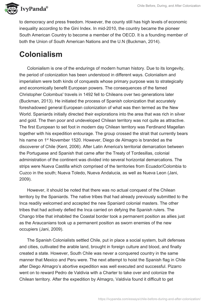 Chile Before, During, and After Colonization. Page 2