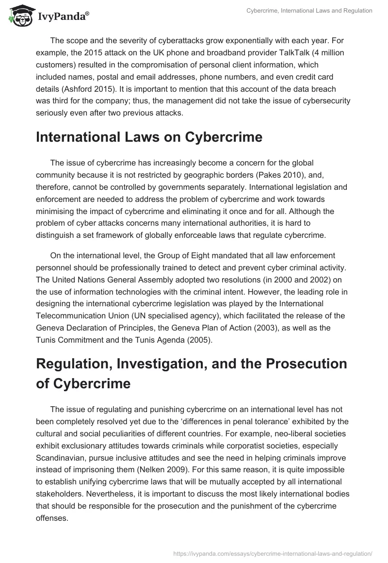 Cybercrime, International Laws and Regulation. Page 2
