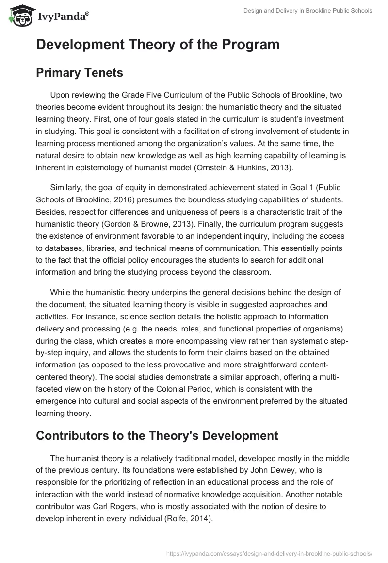 Design and Delivery in Brookline Public Schools. Page 2