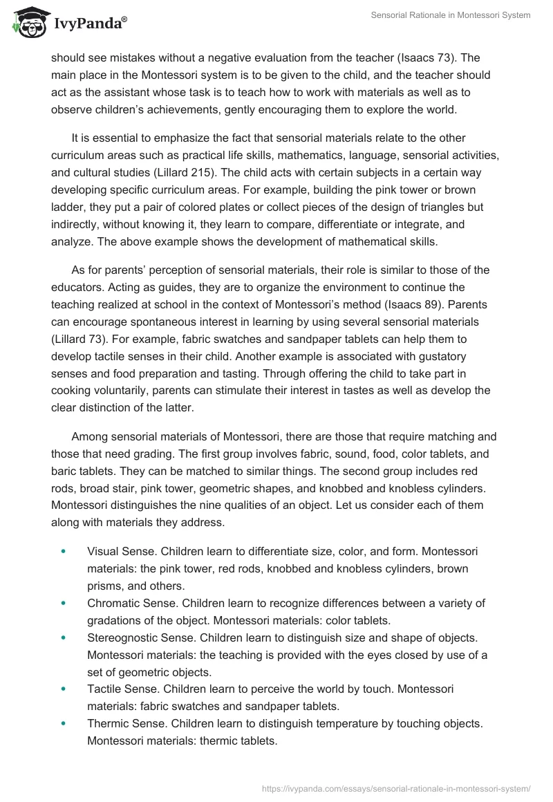 Sensorial Rationale in Montessori System. Page 4