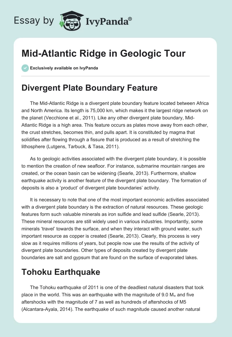 Mid-Atlantic Ridge in Geologic Tour. Page 1
