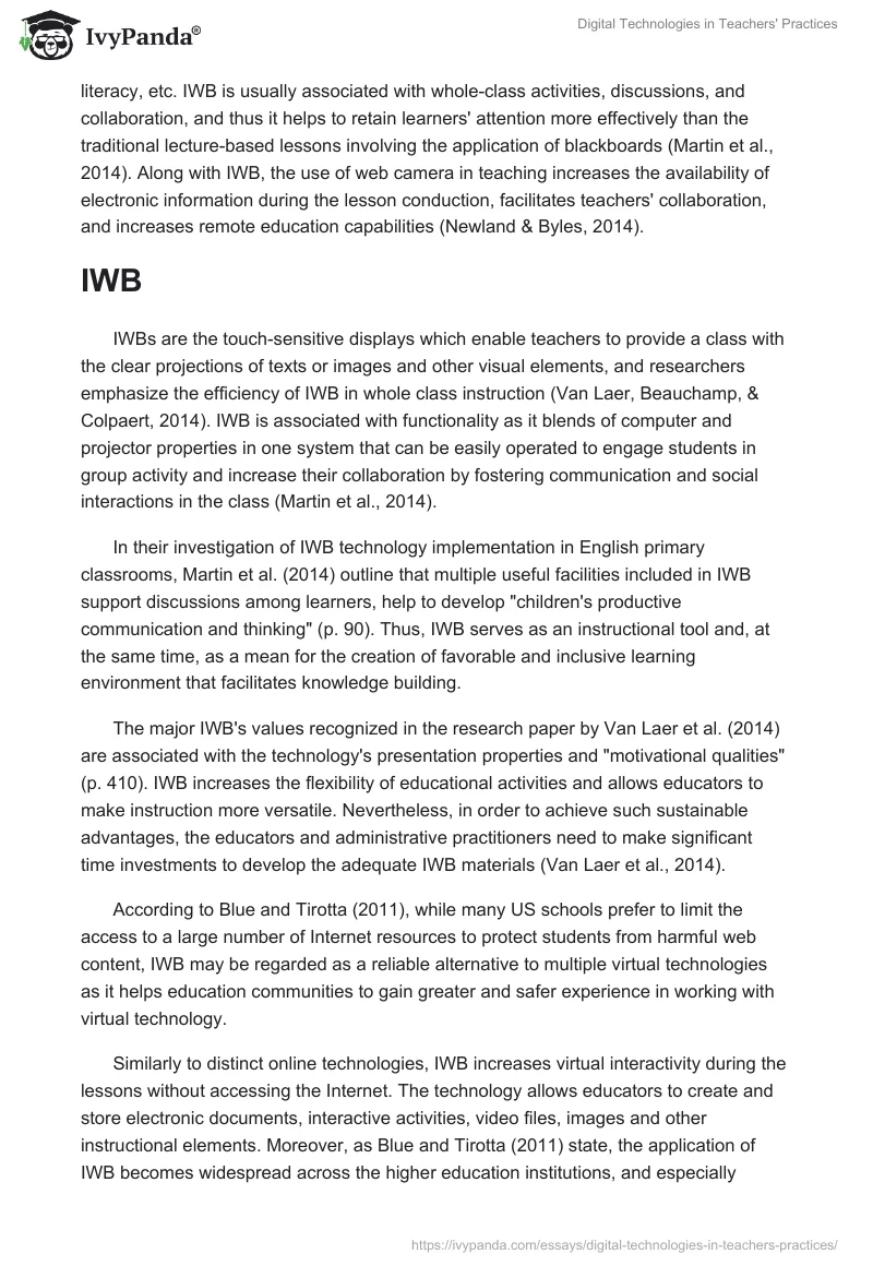 Digital Technologies in Teachers' Practices. Page 2