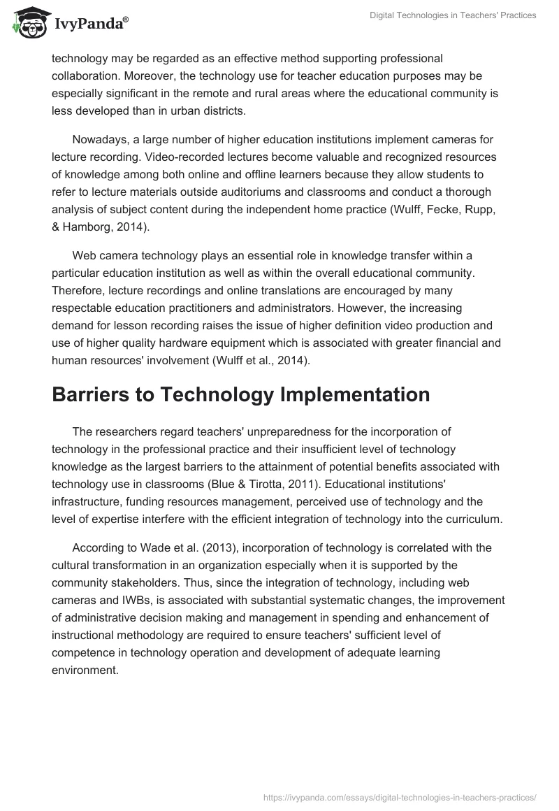 Digital Technologies in Teachers' Practices. Page 4