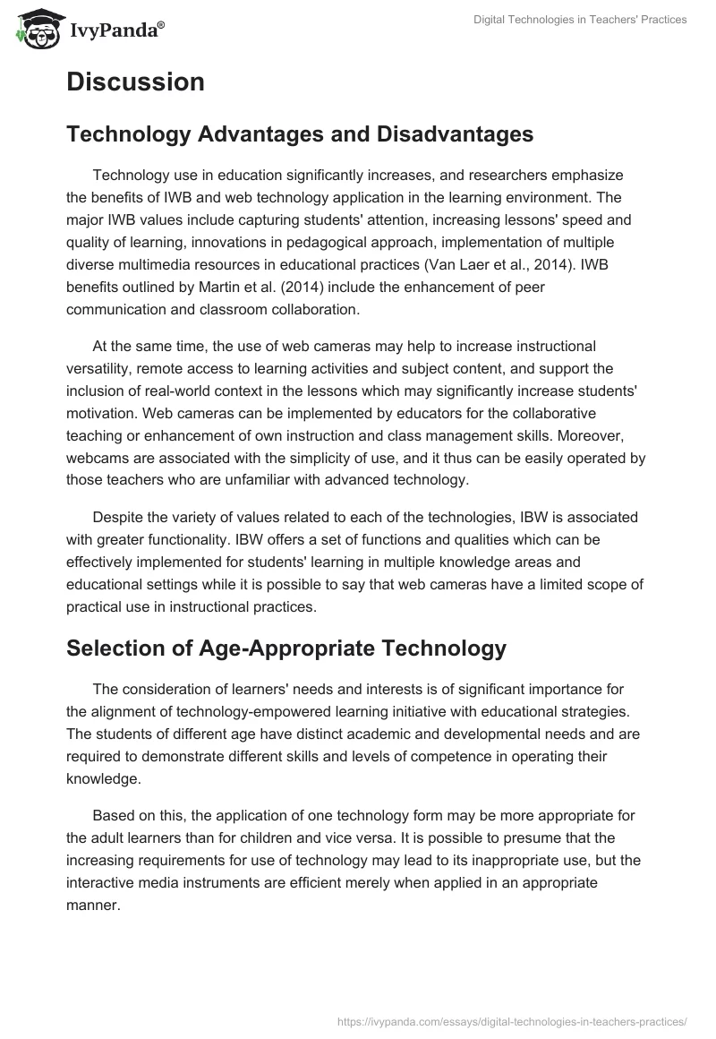 Digital Technologies in Teachers' Practices. Page 5