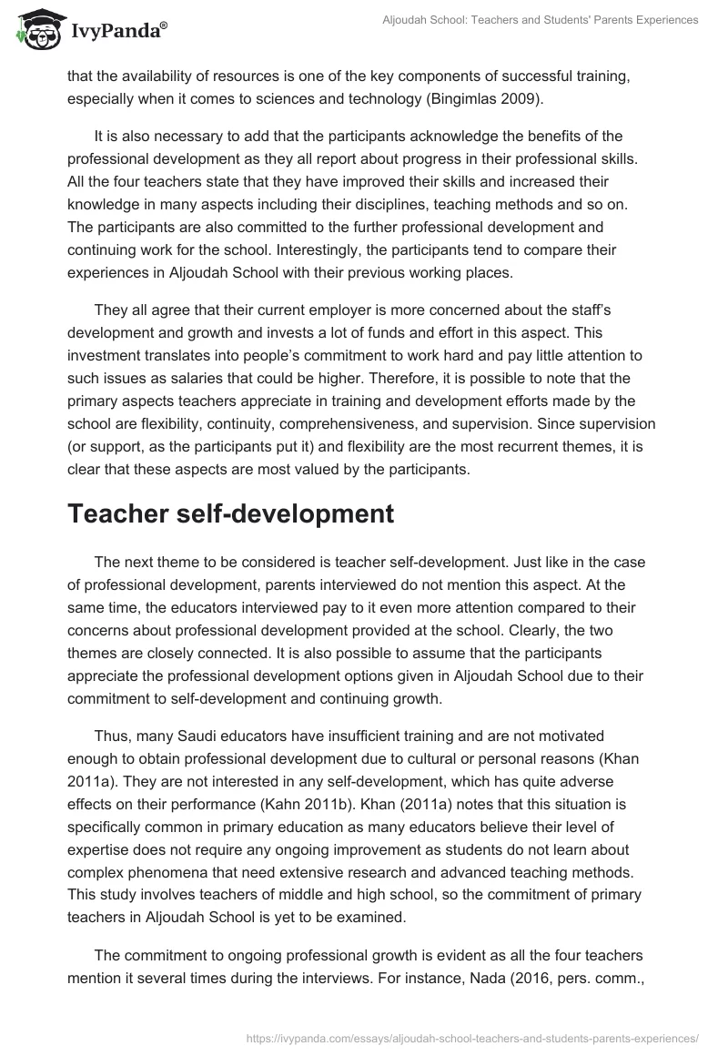 Aljoudah School: Teachers and Students' Parents Experiences. Page 4