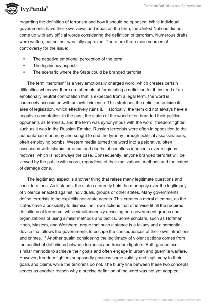 Terrorism Definitions and Controversies. Page 5