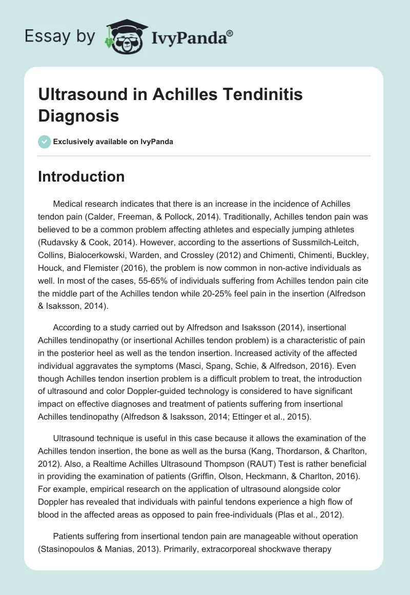Ultrasound in Achilles Tendinitis Diagnosis. Page 1