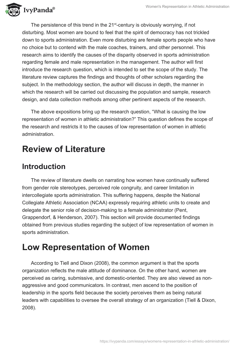 Women's Representation in Athletic Administration. Page 2