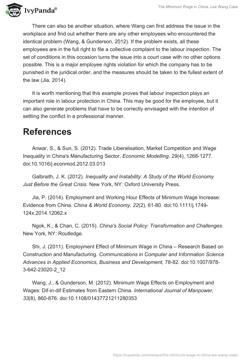 The Minimum Wage in China: Lee Wang Case. Page 2