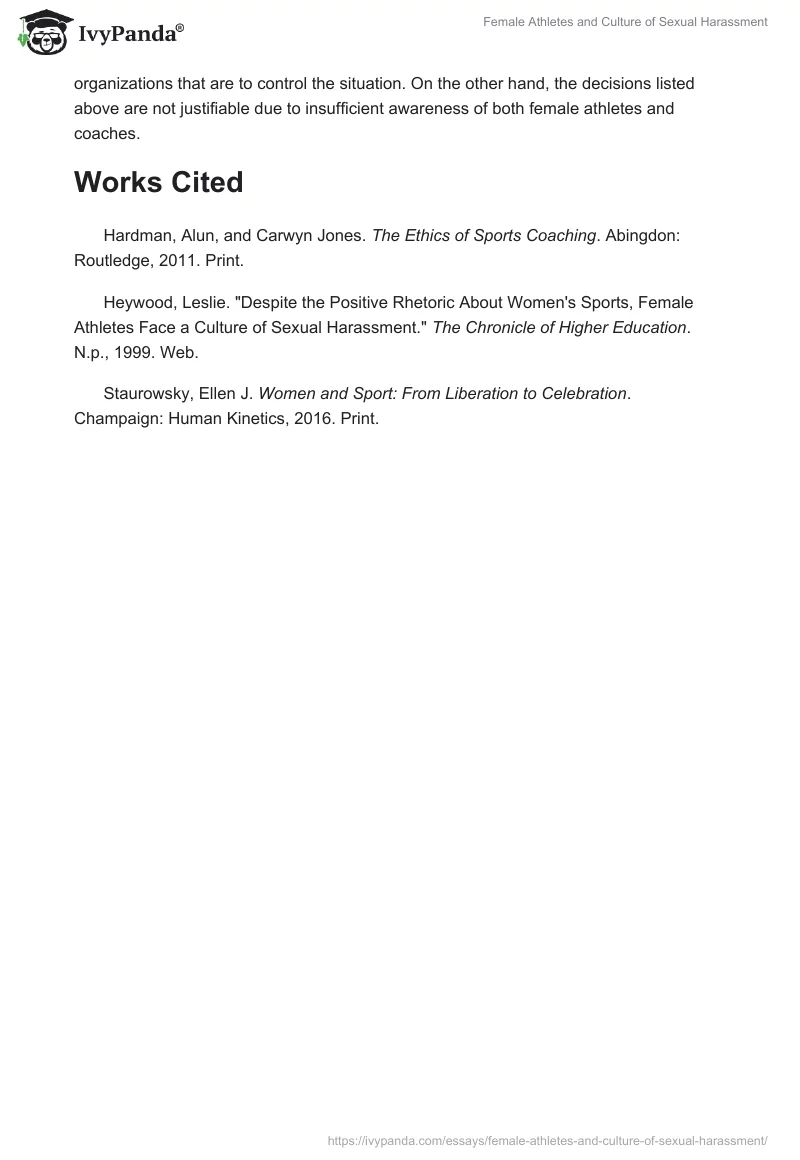 Female Athletes and Culture of Sexual Harassment. Page 3