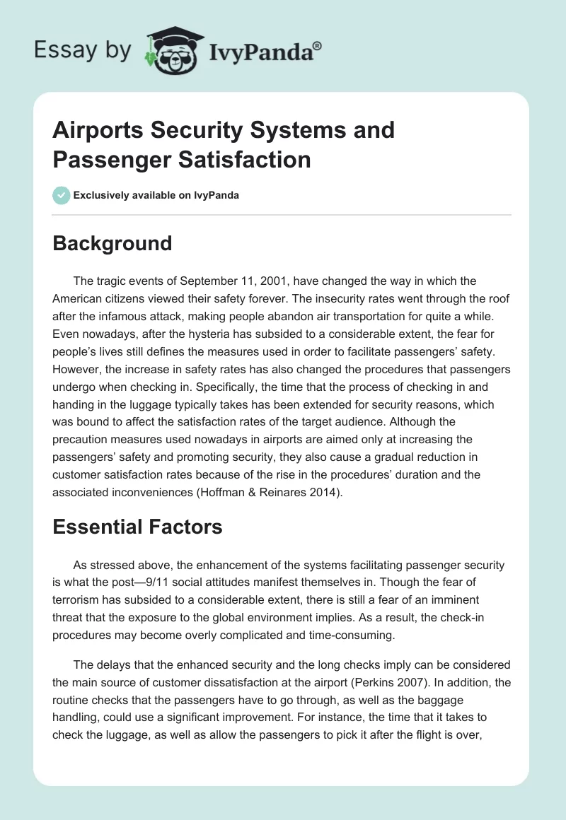 Airports Security Systems and Passenger Satisfaction. Page 1