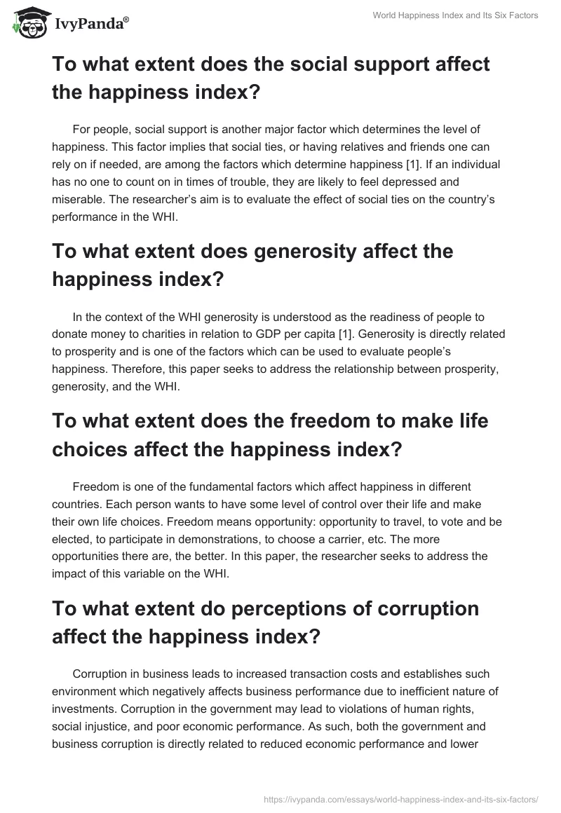 World Happiness Index and Its Six Factors. Page 2