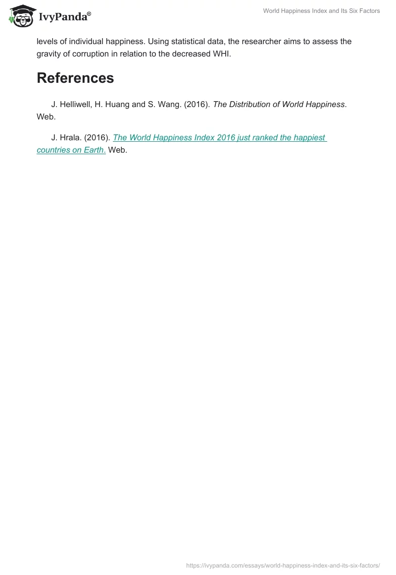 World Happiness Index and Its Six Factors. Page 3