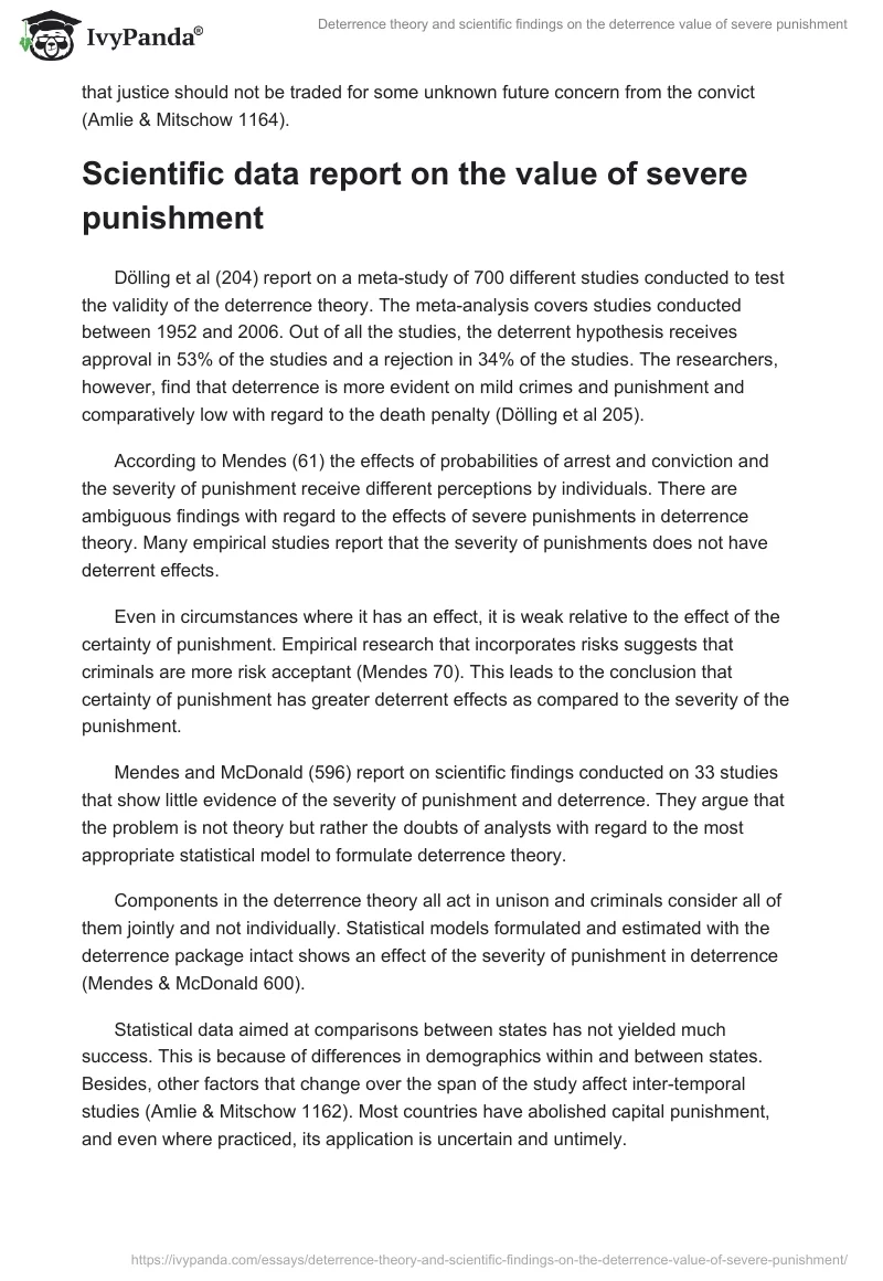Deterrence theory and scientific findings on the deterrence value of severe punishment. Page 3