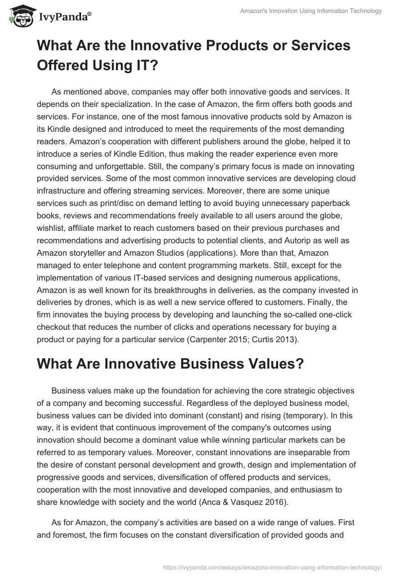 Amazon's Innovation Using Information Technology. Page 3