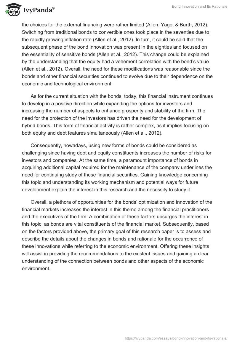 Bond Innovation and Its Rationale. Page 2