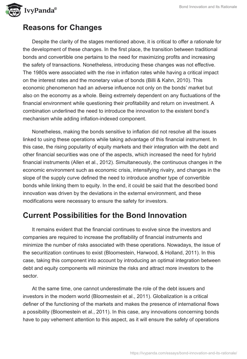 Bond Innovation and Its Rationale. Page 4