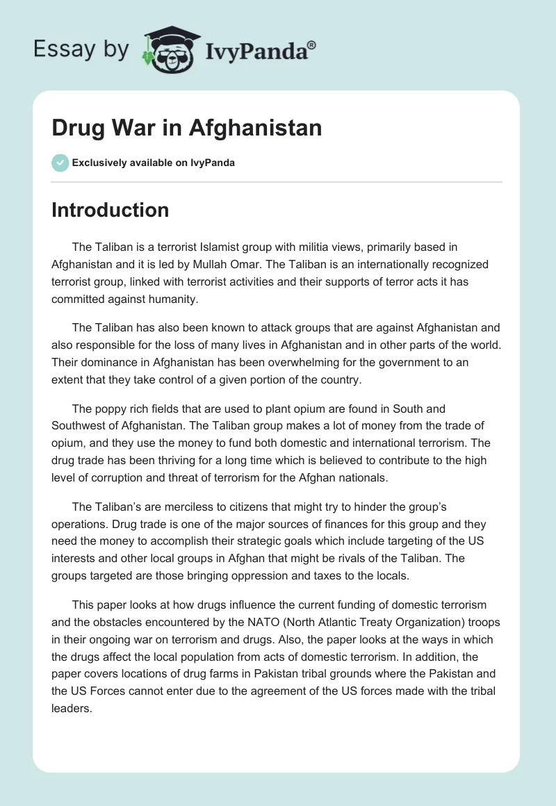 Drug War in Afghanistan. Page 1