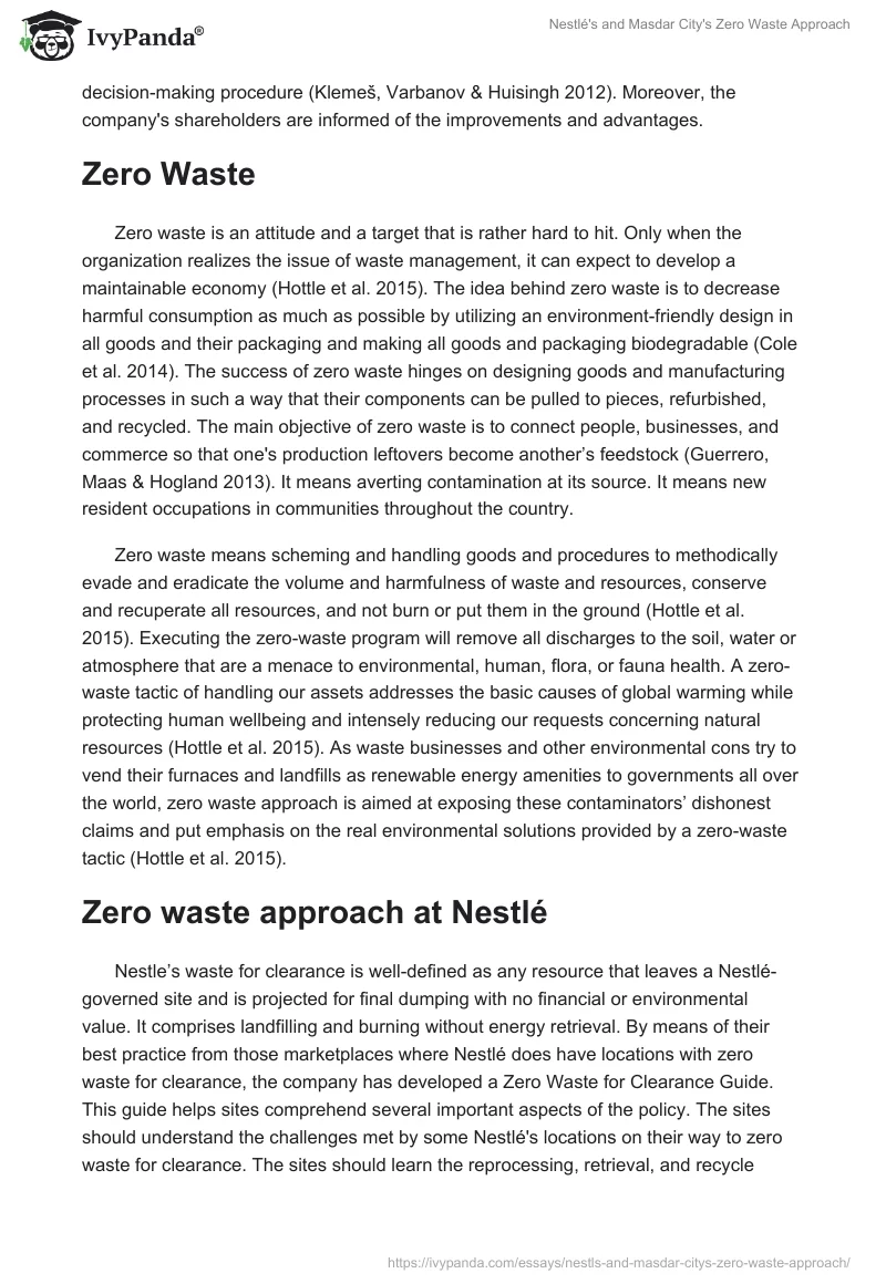 Nestlé's and Masdar City's Zero Waste Approach. Page 4