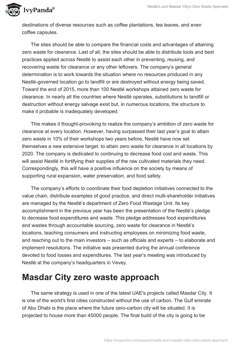 Nestlé's and Masdar City's Zero Waste Approach. Page 5