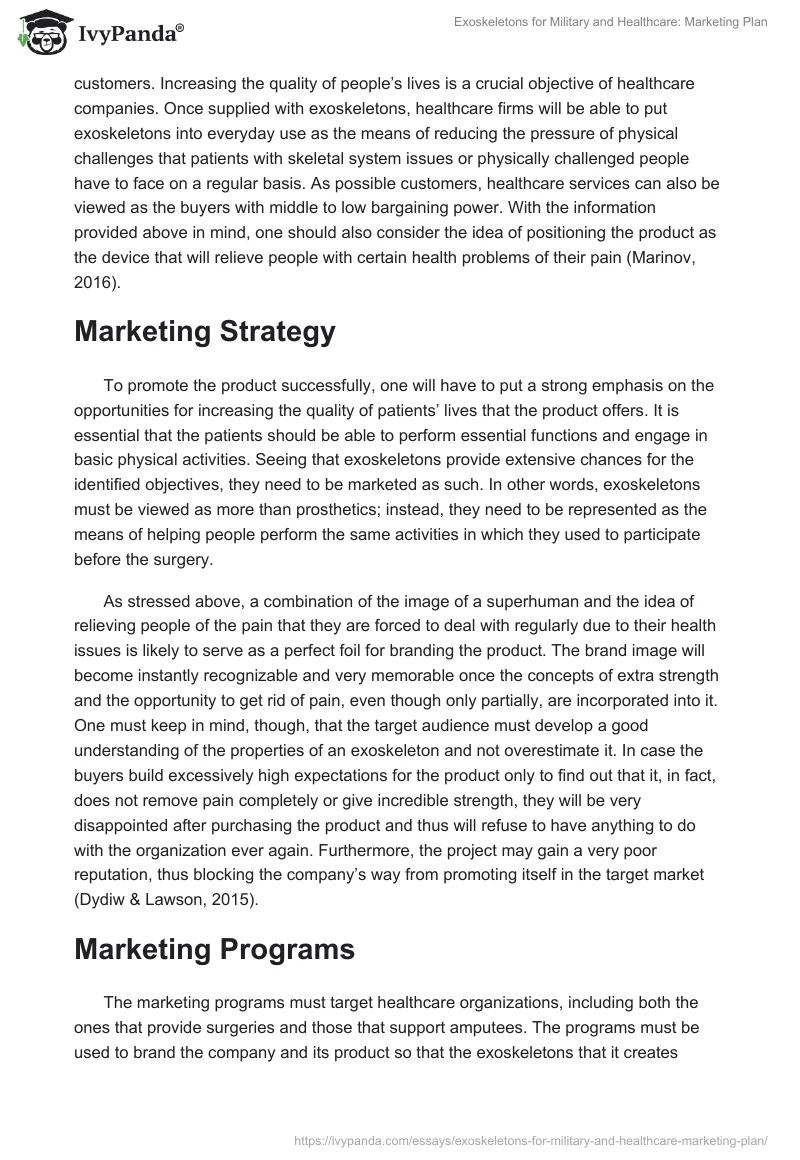 Exoskeletons for Military and Healthcare: Marketing Plan. Page 4
