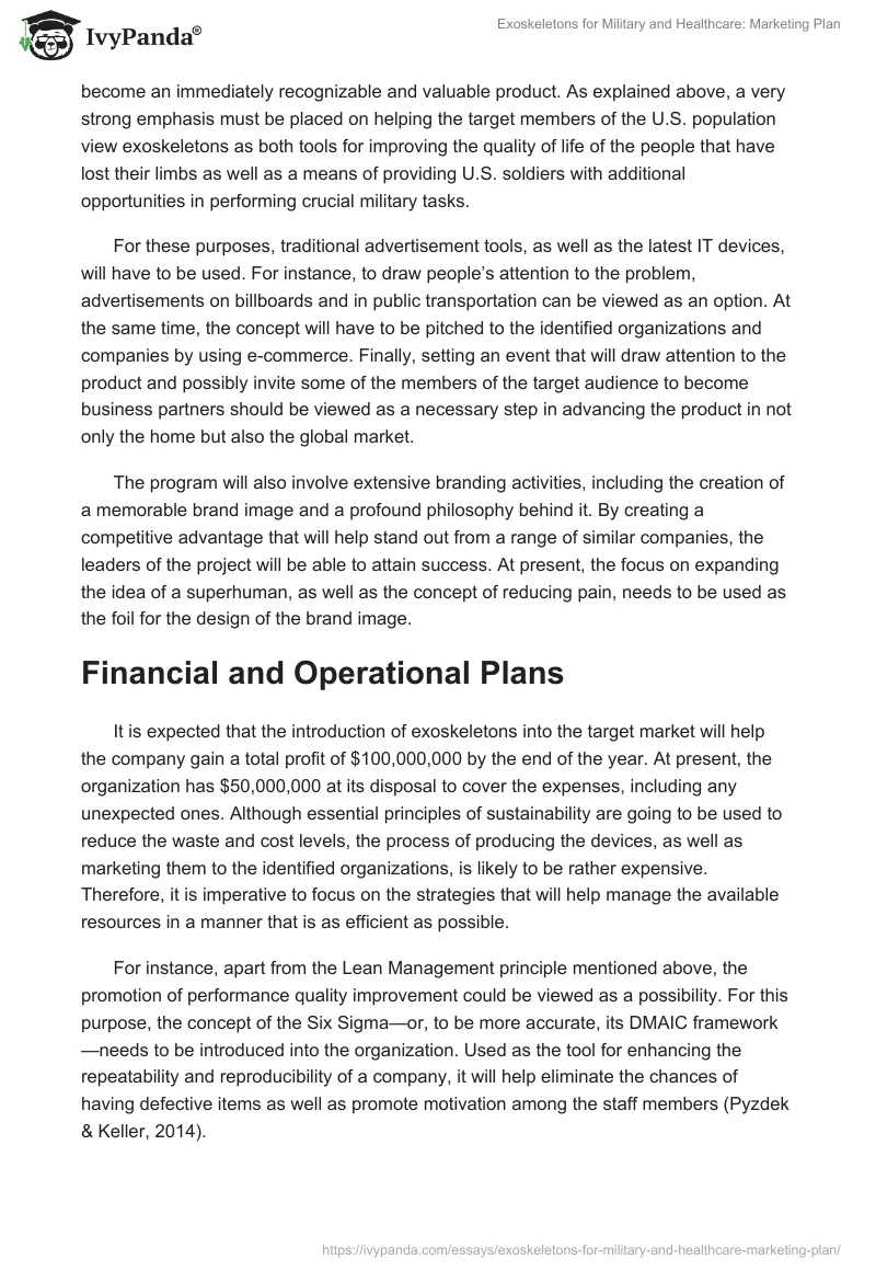 Exoskeletons for Military and Healthcare: Marketing Plan. Page 5