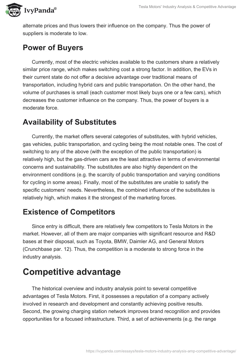Tesla Motors' Industry Analysis & Competitive Advantage. Page 3